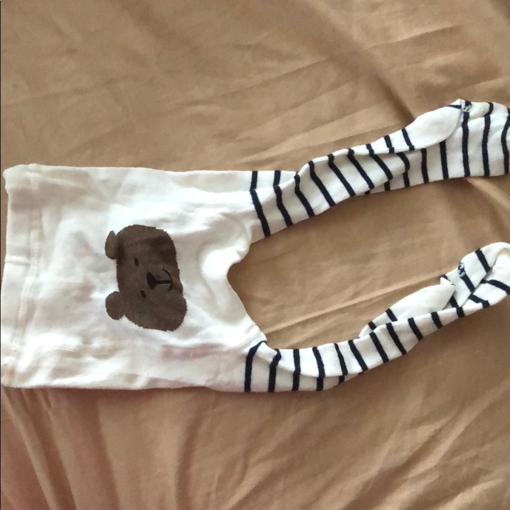 Baby Gap ivory and navy stripe tights NWOT 6-12